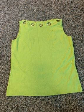 Women's Lime Green Sleeveless Tank with Grommet Neckline